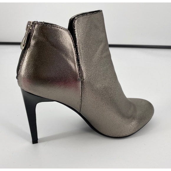 Zara Trafaluc Metallic Gray Thin Heel Ankle Boots - Picture 2 of 7